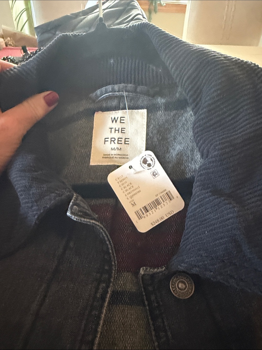 We The Free Men's Black Corduroy-Collar Denim Jacket